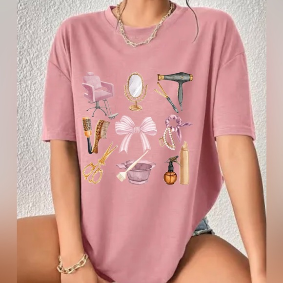 🎀✨Mauve coquette hairdresser T-shirt✨🎀 - Picture 1 of 1